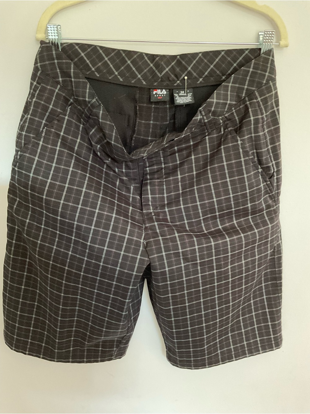 Fila Black Plaid Golf Shorts Size 34